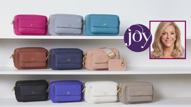 Joy Mangano Joy Luxe Leather World Traveler Classy & Chic Iconic Handbag with RFID - Purple